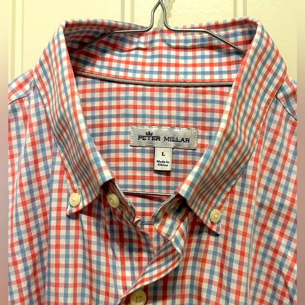 L Peter Millar Men's button down 74% cotton 26% silk